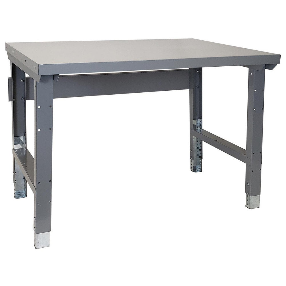 Height Adjustable Table: 72" Wide, 36" Deep, 32-1/4 to 44-1/4" High, Painted, Steel Top, Steel Base, Silver