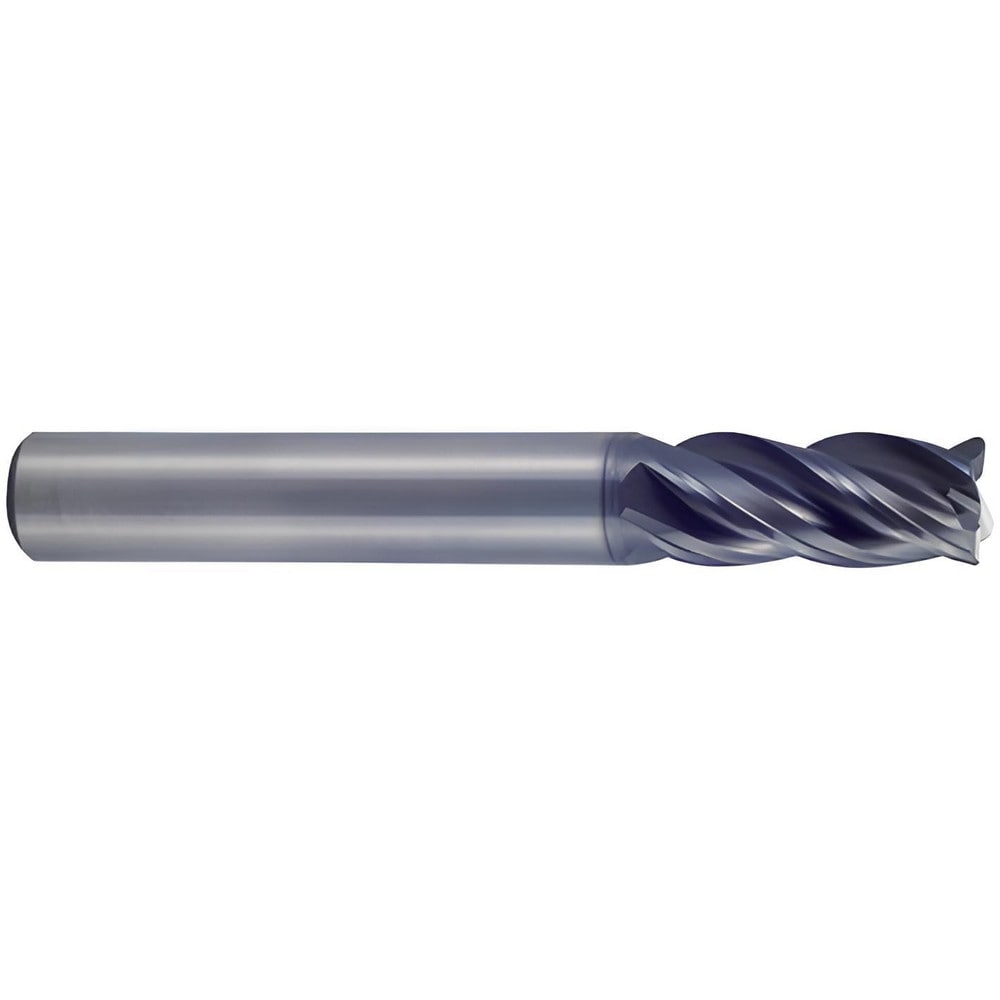 Corner Radius End Mill: 3/16" Dia, 3/16" LOC, 0.0100" Radius, 4 Flute, Solid Carbide