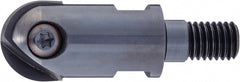 Indexable Ball Nose End Mill: 1/2" Cut Dia, High Speed Steel, 1.024" OAL