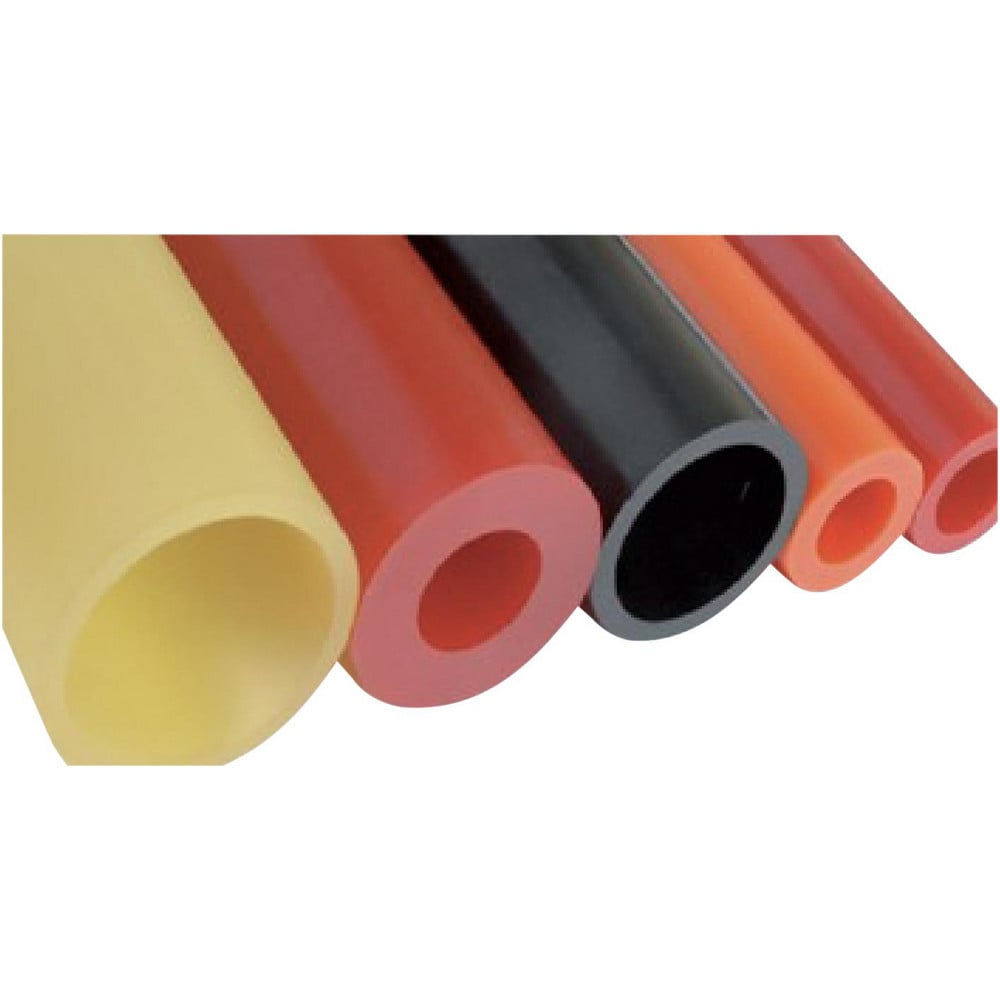 Plastic Round Tube: 1-1/4" ID, 1-3/4" OD, 3' OAL, Black, Polyurethane