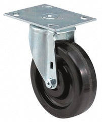 Swivel Top Plate Caster: Soft Rubber, 4" Wheel Dia, 1-3/8" Wheel Width, 200 lb Capacity, 5-3/8" OAH