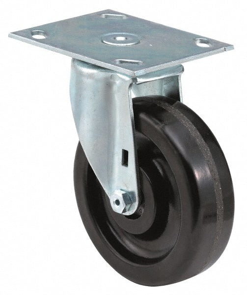 Swivel Top Plate Caster: Phenolic, 6" Wheel Dia, 2" Wheel Width, 700 lb Capacity, 7-1/2" OAH