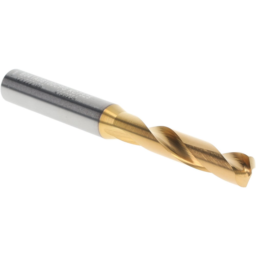 Screw Machine Length Drill Bit: 8.10 mm Dia, 140 deg Point, Solid Carbide