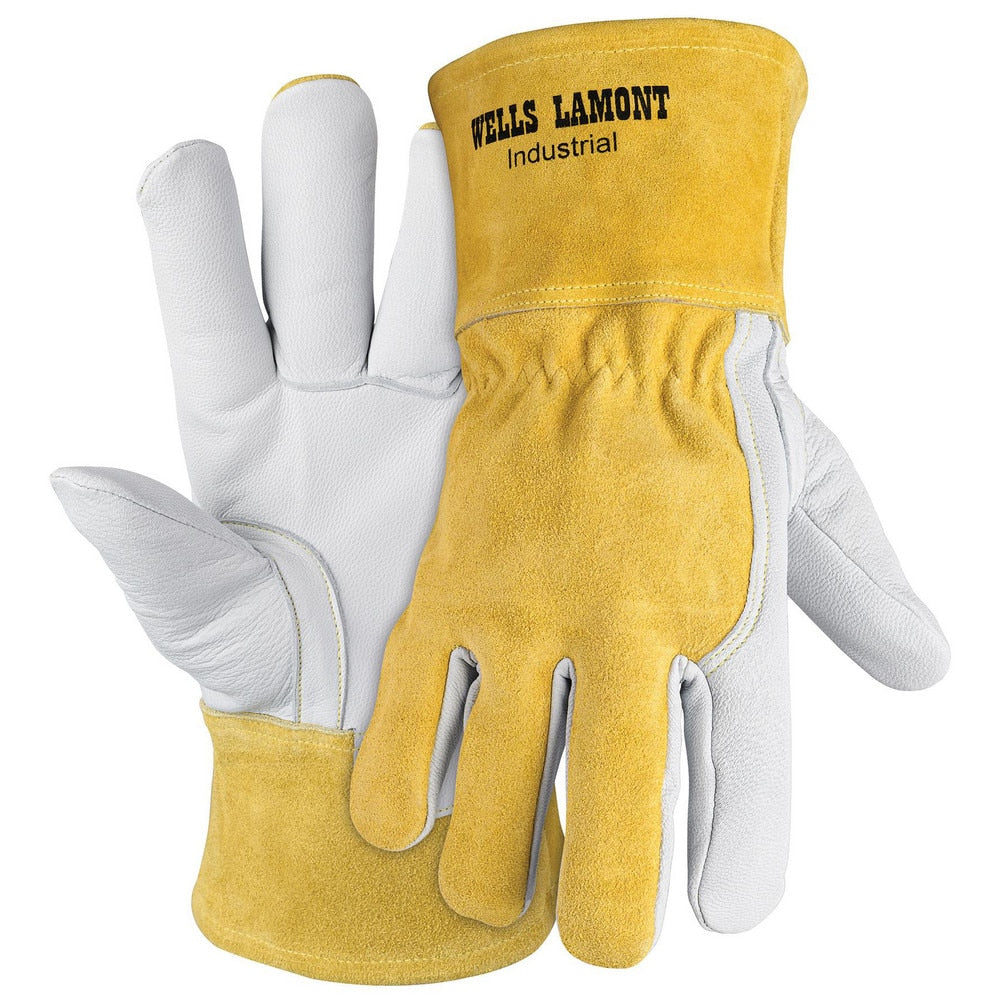 Welding Gloves: Wells Lamont Size Medium, Leather, Pair, for MIG Welding