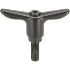 Adjustable Clamping Handle: T-Handle, 1/2-13 Thread, Die Cast Zinc Handle, 0.7500" Hub Dia, Black