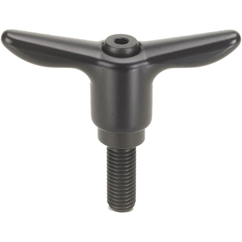 Adjustable Clamping Handle: T-Handle, 5/16-18 Thread, Die Cast Zinc Handle, 0.5300" Hub Dia, Black