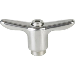 Adjustable Clamping Handle: T-Handle, M10x1.5 Thread, Stainless Steel Handle, 16.00 mm Hub Dia, Silver