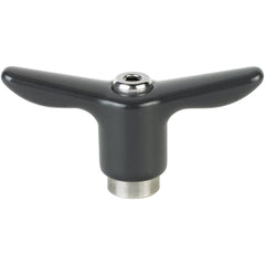 Adjustable Clamping Handle: T-Handle, #10-32 Thread, Stainless Steel Handle, 0.3900" Hub Dia, Black