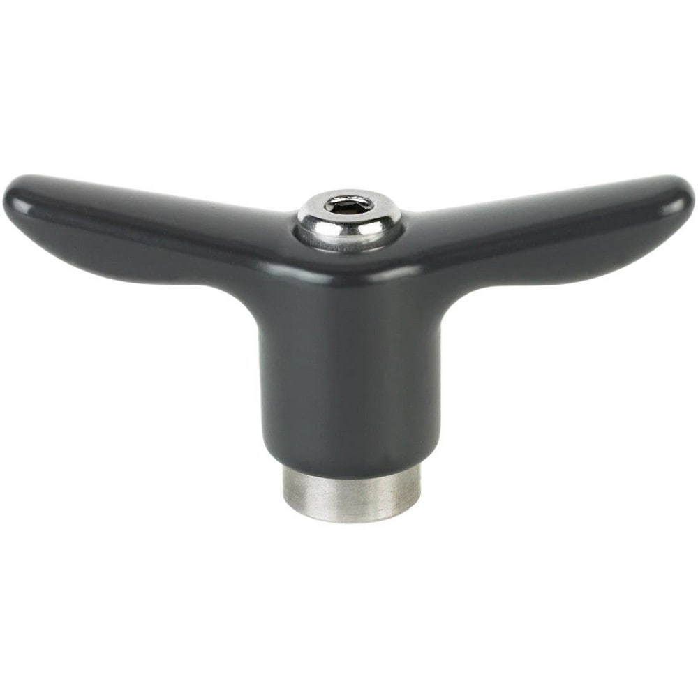 Adjustable Clamping Handle: T-Handle, 5/16-18 Thread, Stainless Steel Handle, 0.6300" Hub Dia, Black