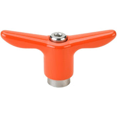 Adjustable Clamping Handle: T-Handle, 5/16-18 Thread, Die Cast Zinc Handle, 0.5300" Hub Dia, Orange