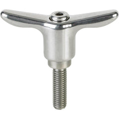 Adjustable Clamping Handle: T-Handle, M12x1.75 Thread, Stainless Steel Handle, 19.00 mm Hub Dia, Silver