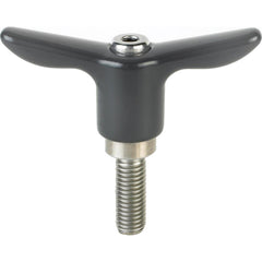 Adjustable Clamping Handle: T-Handle, #10-32 Thread, Stainless Steel Handle, 0.3900" Hub Dia, Black