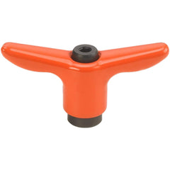 Adjustable Clamping Handle: T-Handle, #10-24 Thread, Fiberglass-Reinforced Nylon Handle, 0.3900" Hub Dia, Orange