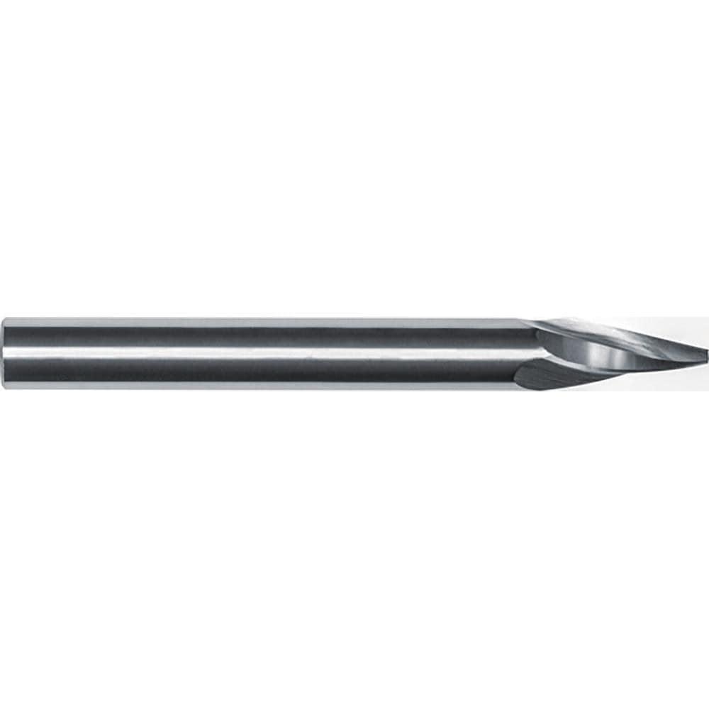 Tapered End Mill: 1 deg Angle per Side, 1/4" Small Dia, 1-1/4" LOC, 3 Flute, Tapered End