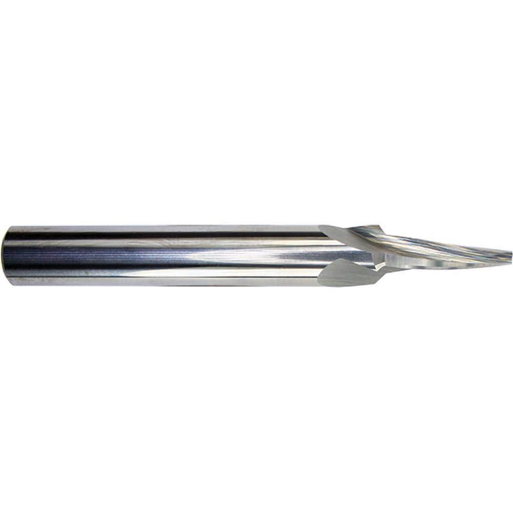 Tapered End Mill: 5 deg Angle per Side, 1/16" Small Dia, 1/2" LOC, 3 Flute, Tapered End