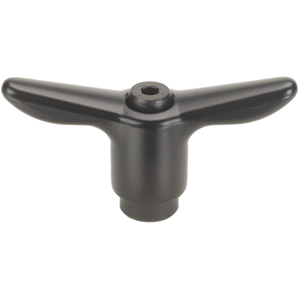 Adjustable Clamping Handle: T-Handle, M10x1.5 Thread, Die Cast Zinc Handle, 19.00 mm Hub Dia, Black