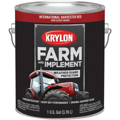 Brush-On  Paint: 1 gal, International Harvester Red, High-Gloss Finish