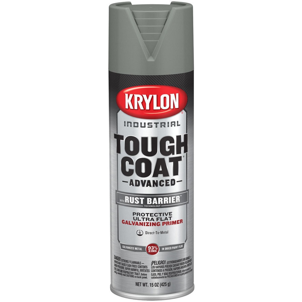 Spray Paint: Gray, Flat, 15 oz Net Fill, Rust-Preventive Acrylic Alkyd Enamel