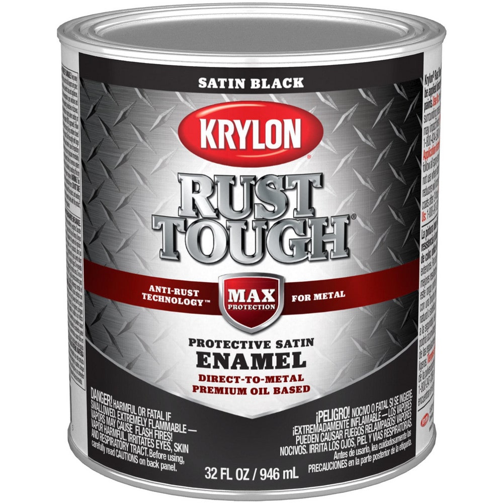 Brush-On & Anti-Rust  Paint: 1 qt, Black, Satin Finish