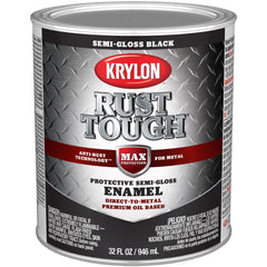 Brush-On & Anti-Rust  Paint: 1 qt, Black, Semi-Gloss Finish