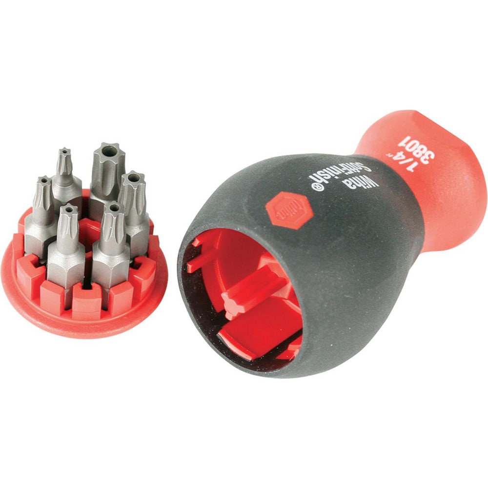 Bit Screwdrivers; Type: Stubby Multi-Bit Driver; Drive Size (TXT): 1/4 in; Torx Size: 10IP, 20IP, 30IP, 15IP, 25IP, 8IP; Shaft Length: 0.5000