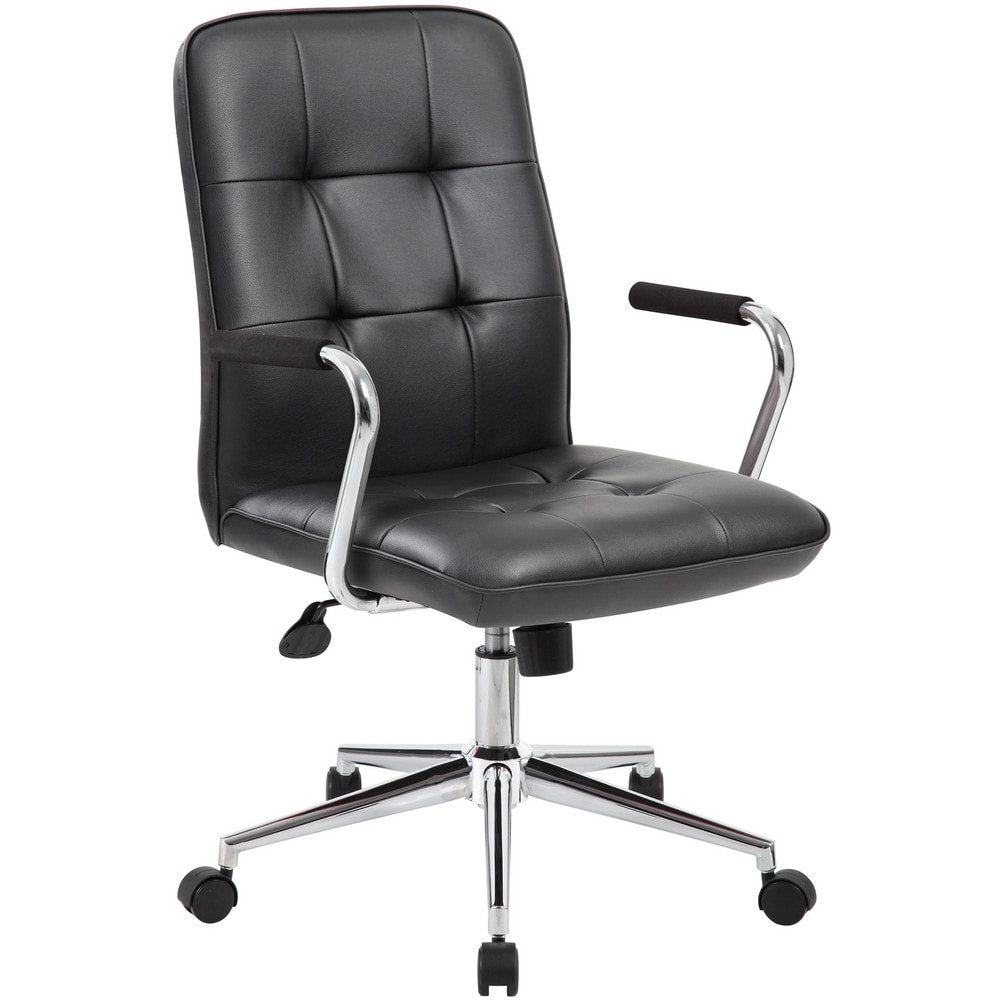 Task Chair:  Vinyl,  Adjustable Height,  Black