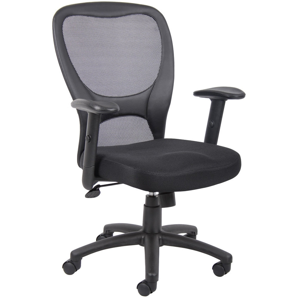 Task Chair:  Vinyl,  Adjustable Height,  Black