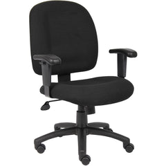 Task Chair:  Chenille Fabric,  Adjustable Height,  Black