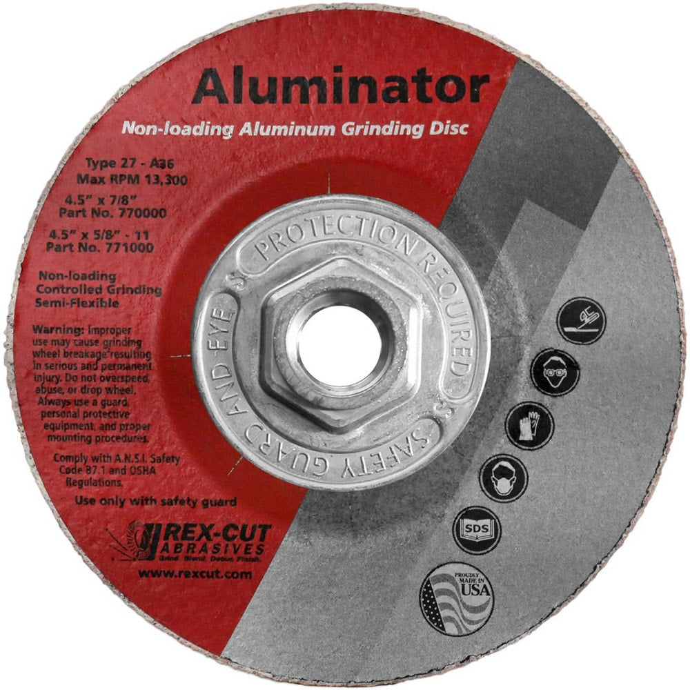 Deburring Wheel: 4-1/2" Dia, 1/4" Face Width, 5/8" Hole, Aluminum Oxide