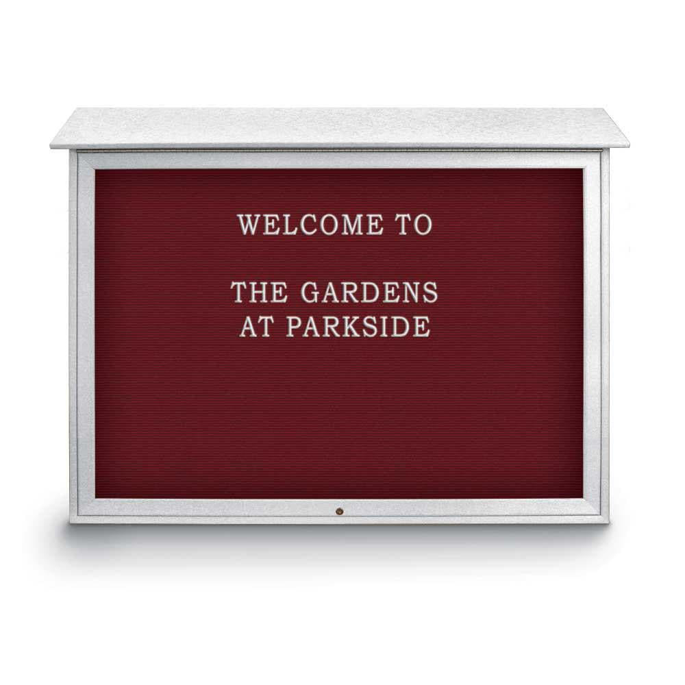 Enclosed Letter Board: 52" Wide, 40" High, Recycled Plastics, White