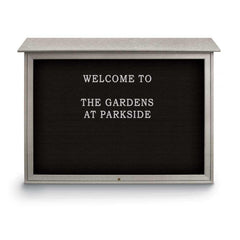 Enclosed Letter Board: 52" Wide, 40" High, Recycled Plastics, Light Gray