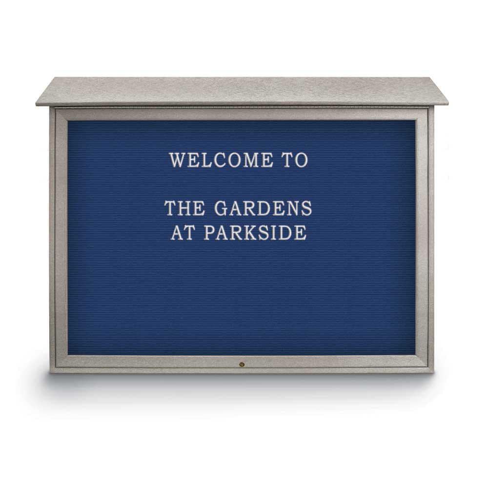 Enclosed Letter Board: 45" Wide, 40" High, Recycled Plastics, Light Gray