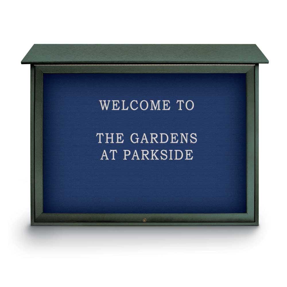 Enclosed Letter Board: 45" Wide, 36" High, Recycled Plastics, Woodland Green