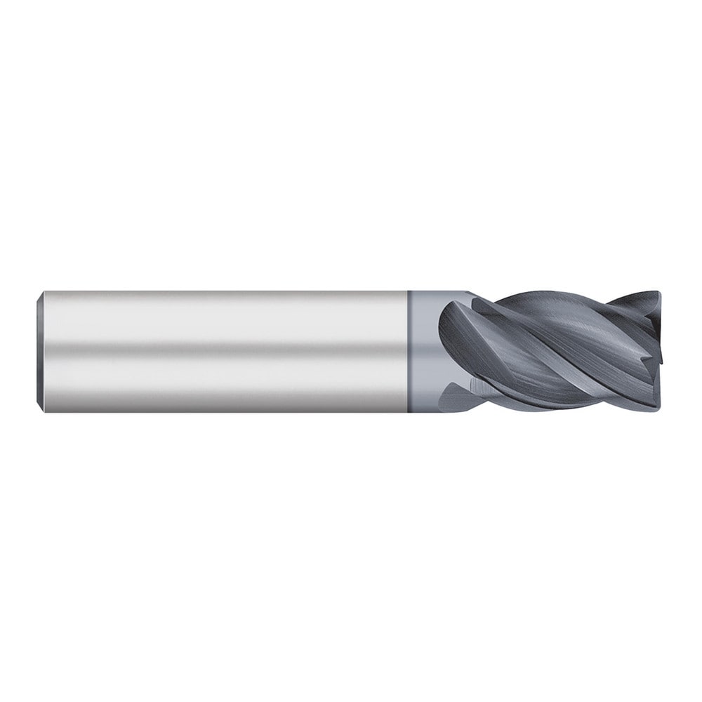 Corner Radius End Mill: 1/4" Dia, 3/8" LOC, 0.0050" Radius, 4 Flute, Solid Carbide