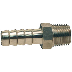 Barbed Hose Fittings; Fitting Type: Hose Barb Insert; Material: Stainless Steel; Thread Standard: MNPT; Thread Size: 3/8; End Connection: Hose Barb x Male NPT; Hose Inside Diameter (Inch): 1/4; Hose Outside Diameter: 1/4