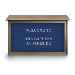 Enclosed Letter Board: 45" Wide, 30" High, Recycled Plastics, Weathered Wood