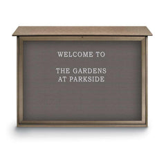 Enclosed Letter Board: 52" Wide, 40" High, Recycled Plastics, Weathered Wood