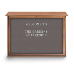 Enclosed Letter Board: 45" Wide, 30" High, Recycled Plastics, Cedar