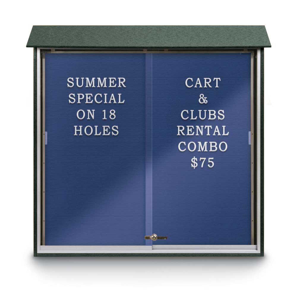 Enclosed Letter Board: 48" Wide, 48" High, Recycled Plastics, Woodland Green