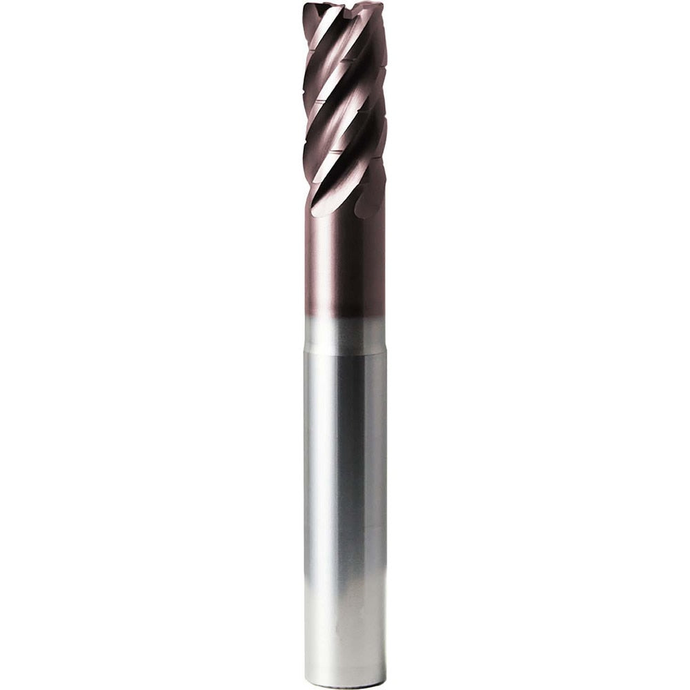 Corner Radius End Mill: 1" Dia, 2" LOC, 0.0100" Radius, 5 Flute, Solid Carbide