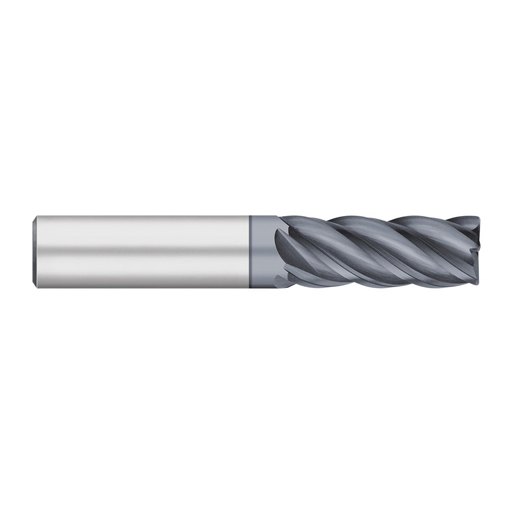 Corner Radius End Mill: 1/4" Dia, 3/4" LOC, 0.0100" Radius, 5 Flute, Solid Carbide