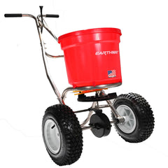 Landscape Spreaders; Spreader Type: Walk Behind Broadcast; Handle Type: Fixed T; Wheel Type: Pneumatic; Minimum Spread Width (Decimal Inch): 96; Minimum Spread Width (Feet): 8; Maximum Spread Width (Feet): 12; Maximum Spread Width (Decimal Inch): 144