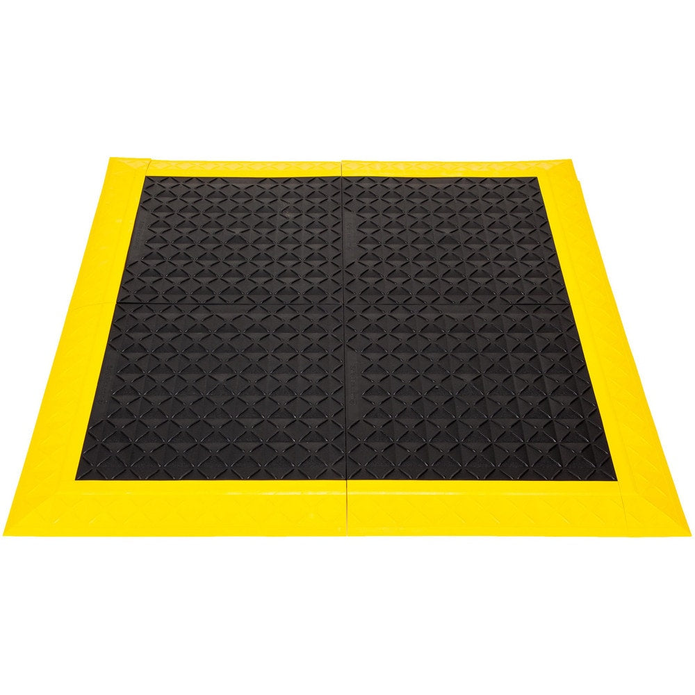 Anti-Fatigue Modular Anti-Fatigue Mat: Dry Environment, 44.0000" Long, 44.0000" Wide, 1" Thick, Beveled & Interlocking Edge, Black & Yellow