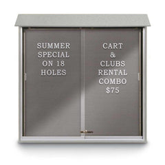 Enclosed Letter Board: 48" Wide, 48" High, Recycled Plastics, Light Gray