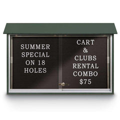 Enclosed Letter Board: 45" Wide, 30" High, Recycled Plastics, Woodland Green