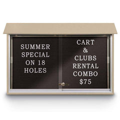 Enclosed Letter Board: 45" Wide, 30" High, Recylyed Plastics, Cedar