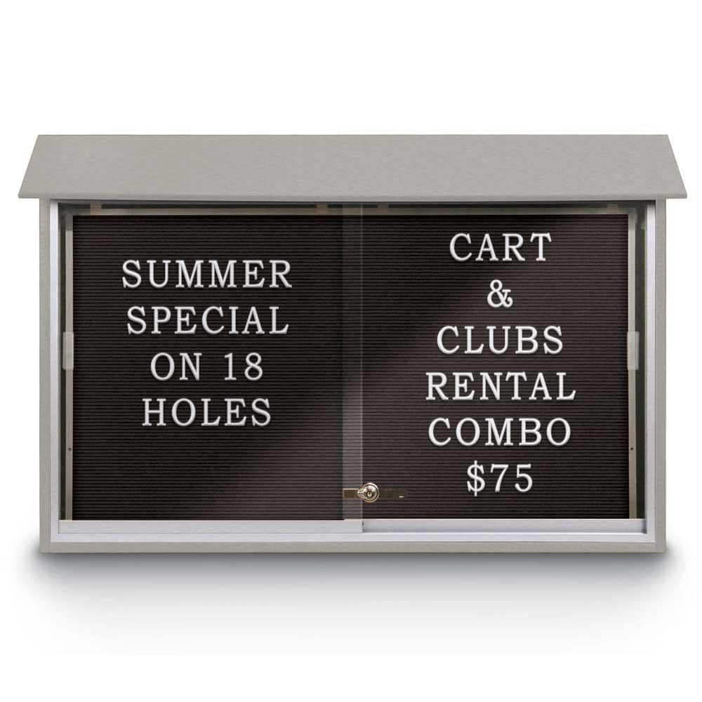 Enclosed Letter Board: 28" Wide, 30" High, Recycled Plastics, Light Gray