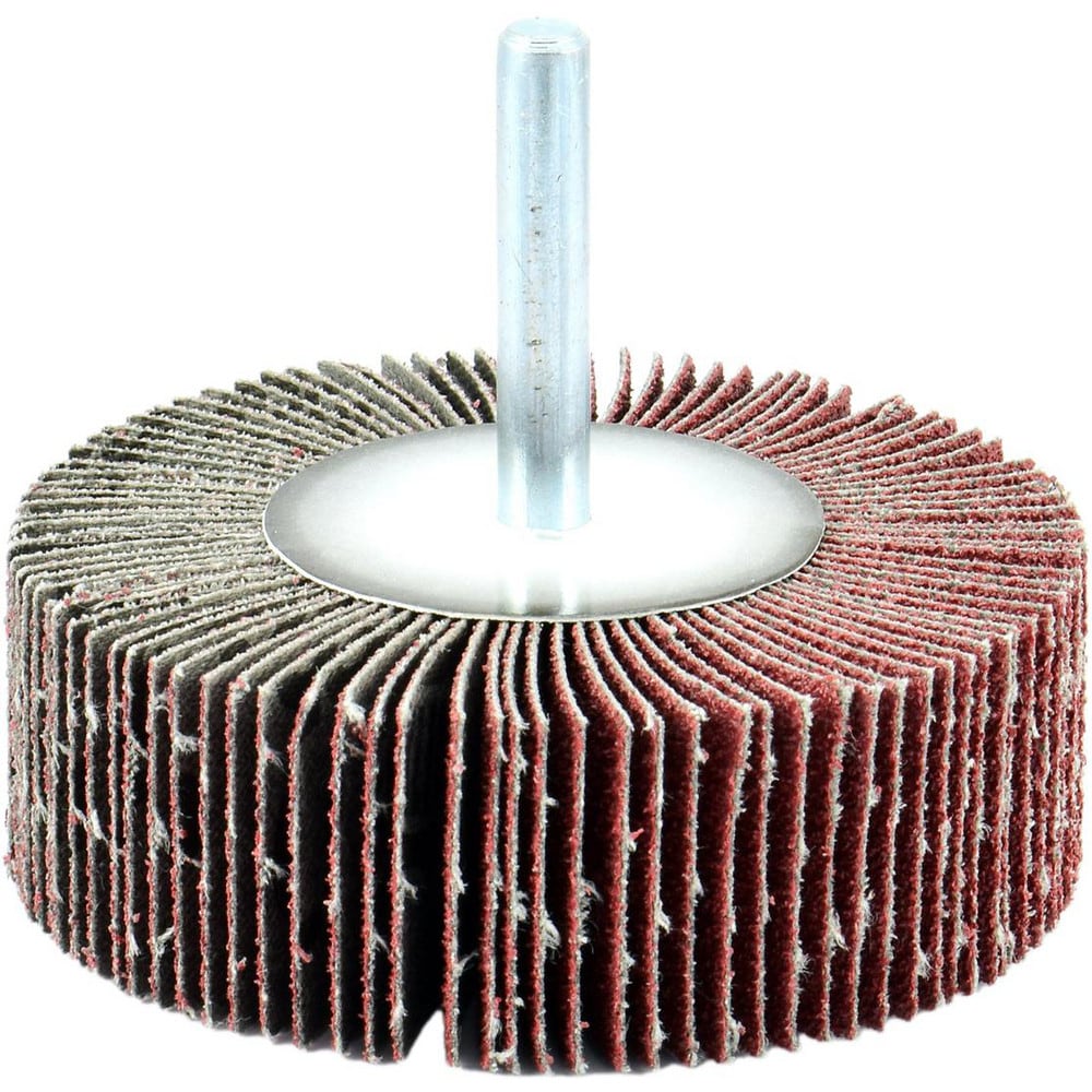 Mounted Flap Wheel: 3" Dia, 1" Face Width, 240 Grit, Aluminum Oxide