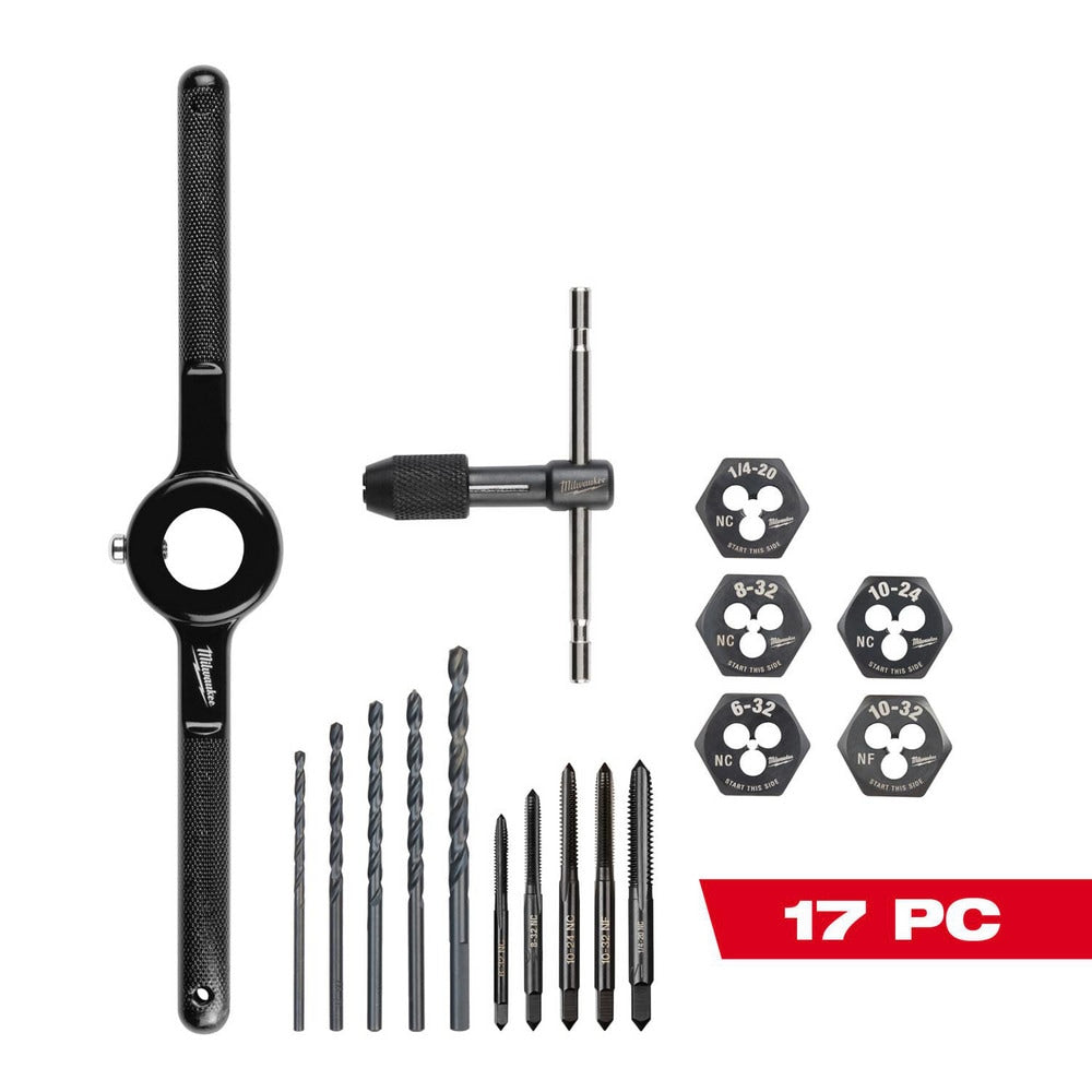 Tap, Die & Drill Sets; Minimum Tap Thread Size: 6-32 NC; Maximum Tap Thread Size: 1/4-20; Minimum Die Thread Size: 6-32 NC; Maximum Die Thread Size: 1/4"-20 NC; Minimum Drill Size: #7; Maximum Drill Size: #36; Die Shape: Hex; Adjustable Die: No