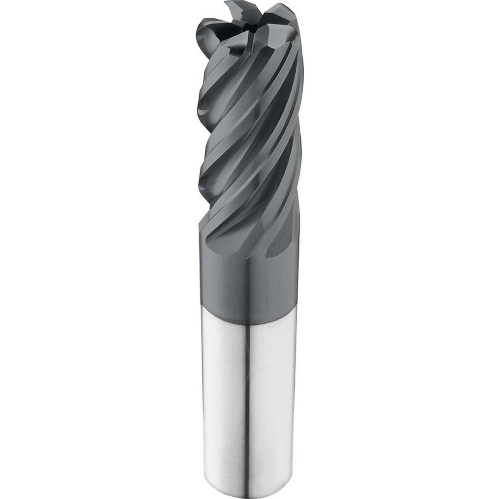 Corner Radius End Mill: 3/4" Dia, 2-1/4" LOC, 0.0900" Radius, 5 Flute, Solid Carbide